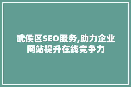 武侯区SEO服务,助力企业网站提升在线竞争力
