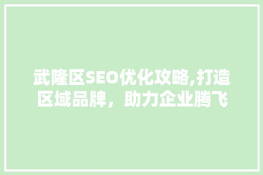 武隆区SEO优化攻略,打造区域品牌，助力企业腾飞