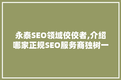 永泰SEO领域佼佼者,介绍哪家正规SEO服务商独树一帜
