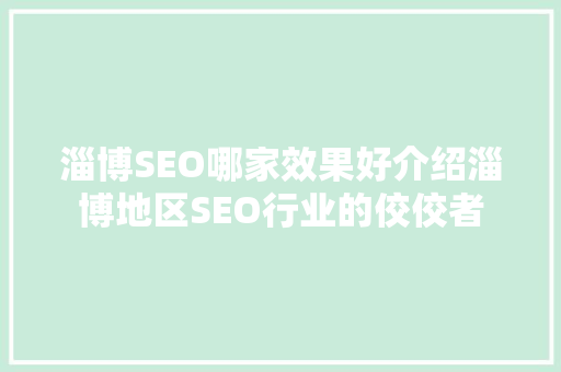 淄博SEO哪家效果好介绍淄博地区SEO行业的佼佼者
