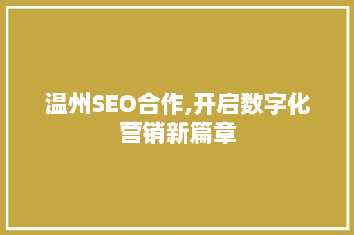 温州SEO合作,开启数字化营销新篇章