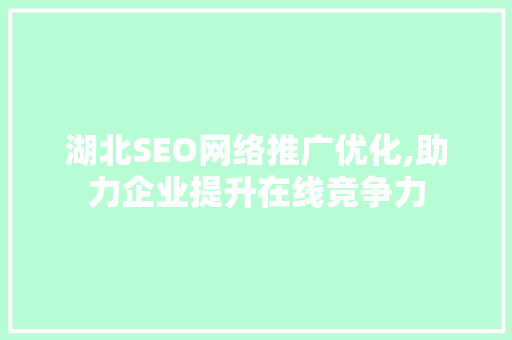湖北SEO网络推广优化,助力企业提升在线竞争力