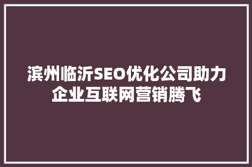 滨州临沂SEO优化公司助力企业互联网营销腾飞