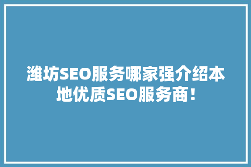 潍坊SEO服务哪家强介绍本地优质SEO服务商！