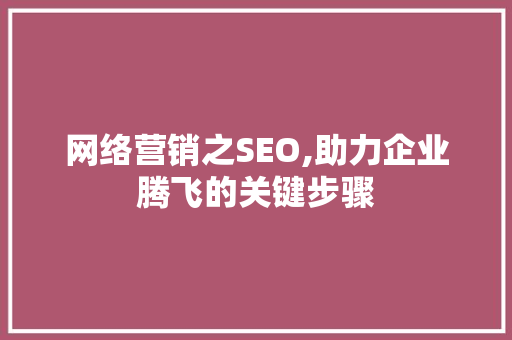 网络营销之SEO,助力企业腾飞的关键步骤