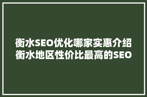 衡水SEO优化哪家实惠介绍衡水地区性价比最高的SEO服务提供商