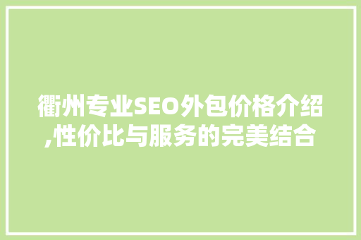 衢州专业SEO外包价格介绍,性价比与服务的完美结合