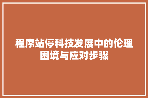 程序站停科技发展中的伦理困境与应对步骤
