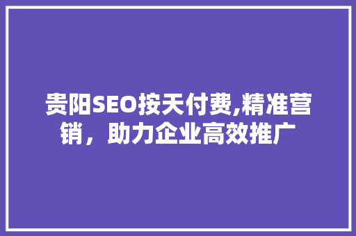 贵阳SEO按天付费,精准营销，助力企业高效推广