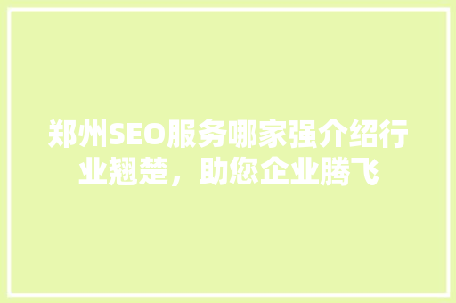 郑州SEO服务哪家强介绍行业翘楚，助您企业腾飞