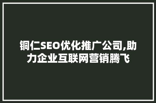 铜仁SEO优化推广公司,助力企业互联网营销腾飞