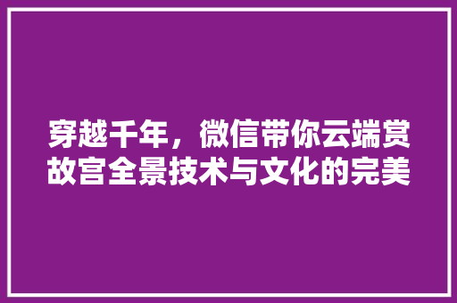 穿越千年，微信带你云端赏故宫全景技术与文化的完美融合