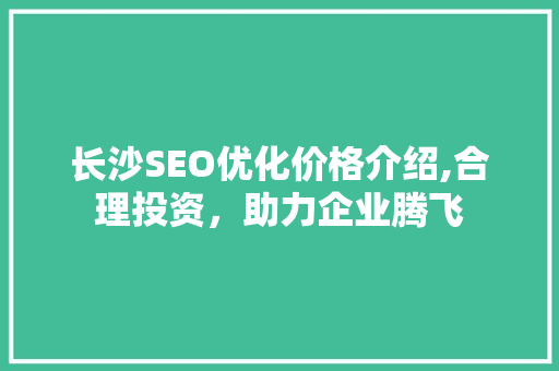 长沙SEO优化价格介绍,合理投资，助力企业腾飞