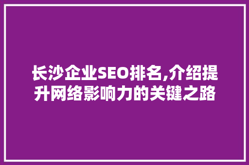 长沙企业SEO排名,介绍提升网络影响力的关键之路