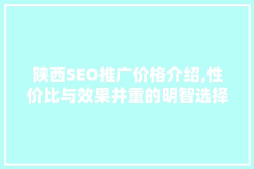 陕西SEO推广价格介绍,性价比与效果并重的明智选择