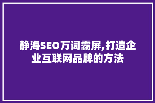 静海SEO万词霸屏,打造企业互联网品牌的方法