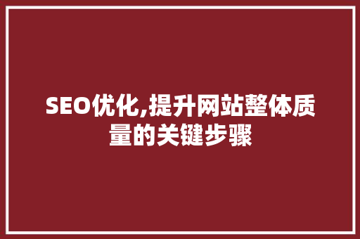 SEO优化,提升网站整体质量的关键步骤