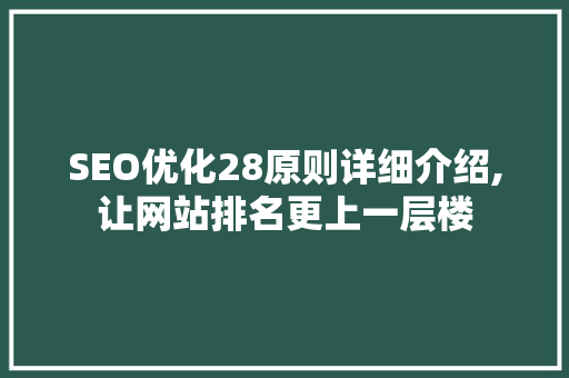 SEO优化28原则详细介绍,让网站排名更上一层楼