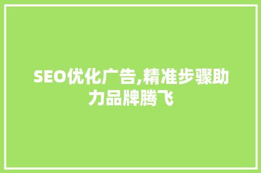 SEO优化广告,精准步骤助力品牌腾飞