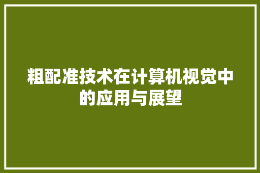 粗配准技术在计算机视觉中的应用与展望