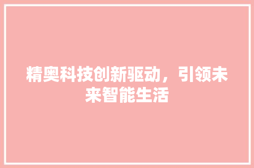 精奥科技创新驱动，引领未来智能生活