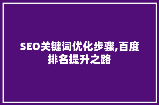 SEO关键词优化步骤,百度排名提升之路