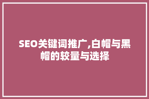 SEO关键词推广,白帽与黑帽的较量与选择