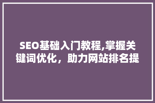 SEO基础入门教程,掌握关键词优化，助力网站排名提升