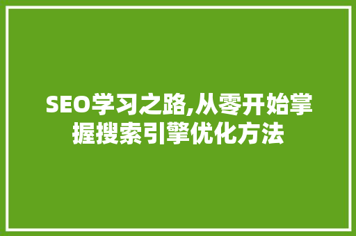 SEO学习之路,从零开始掌握搜索引擎优化方法