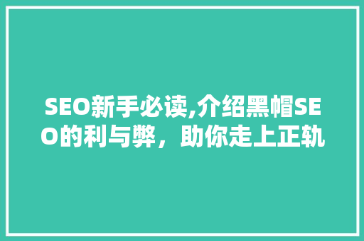 SEO新手必读,介绍黑帽SEO的利与弊，助你走上正轨