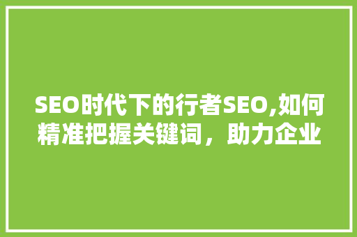 SEO时代下的行者SEO,如何精准把握关键词，助力企业网络营销