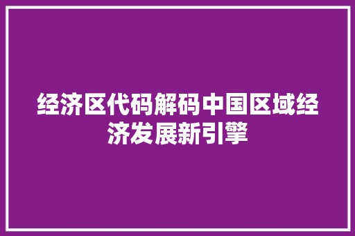经济区代码解码中国区域经济发展新引擎