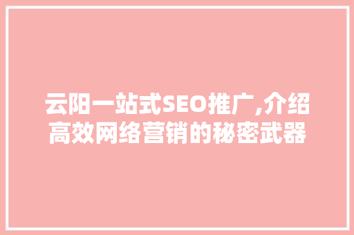 云阳一站式SEO推广,介绍高效网络营销的秘密武器