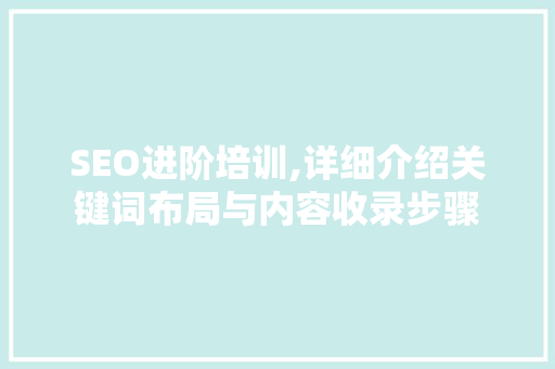 SEO进阶培训,详细介绍关键词布局与内容收录步骤