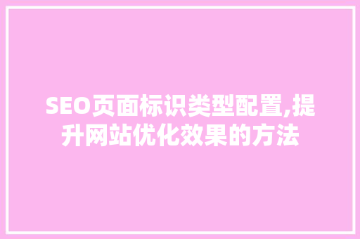 SEO页面标识类型配置,提升网站优化效果的方法