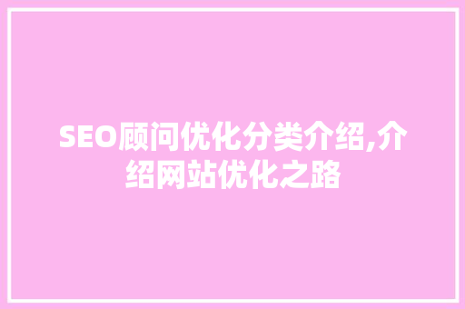 SEO顾问优化分类介绍,介绍网站优化之路