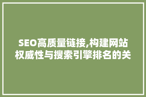 SEO高质量链接,构建网站权威性与搜索引擎排名的关键