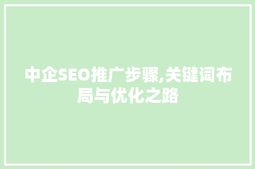 中企SEO推广步骤,关键词布局与优化之路