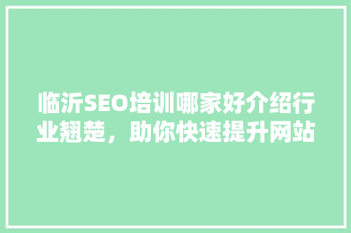 临沂SEO培训哪家好介绍行业翘楚，助你快速提升网站排名！