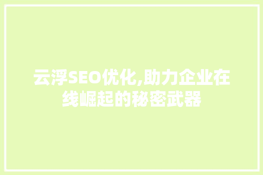 云浮SEO优化,助力企业在线崛起的秘密武器