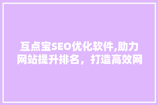 互点宝SEO优化软件,助力网站提升排名，打造高效网络营销步骤
