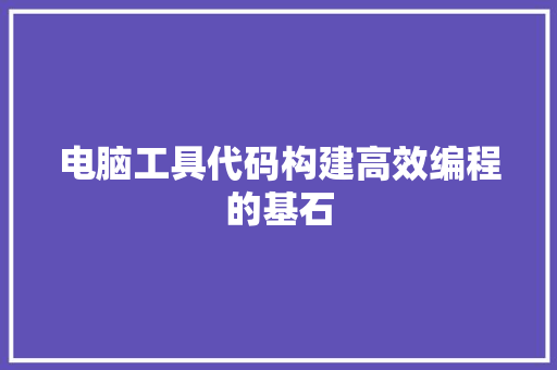 电脑工具代码构建高效编程的基石
