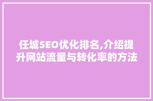 任城SEO优化排名,介绍提升网站流量与转化率的方法