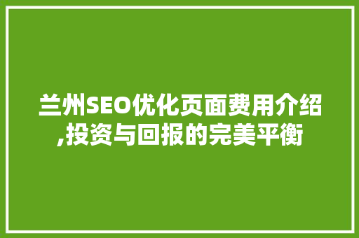 兰州SEO优化页面费用介绍,投资与回报的完美平衡