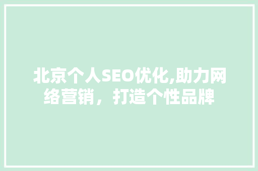 北京个人SEO优化,助力网络营销，打造个性品牌