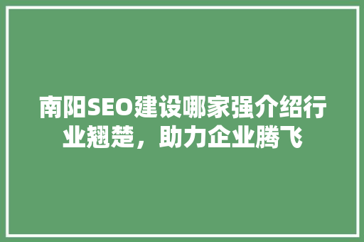 南阳SEO建设哪家强介绍行业翘楚，助力企业腾飞
