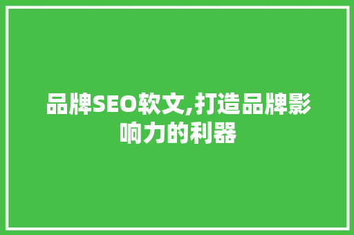 品牌SEO软文,打造品牌影响力的利器