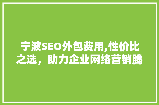 宁波SEO外包费用,性价比之选，助力企业网络营销腾飞