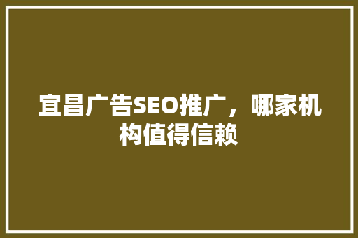 宜昌广告SEO推广，哪家机构值得信赖