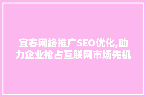 宜春网络推广SEO优化,助力企业抢占互联网市场先机